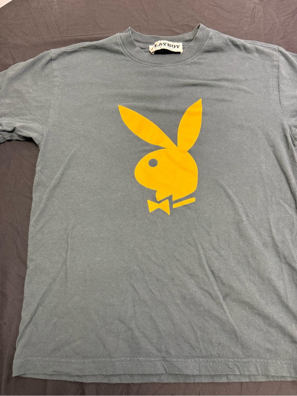 Playboy- PacSun Gray Short-Sleeve Tee with Yellow Bunny Logo (M)